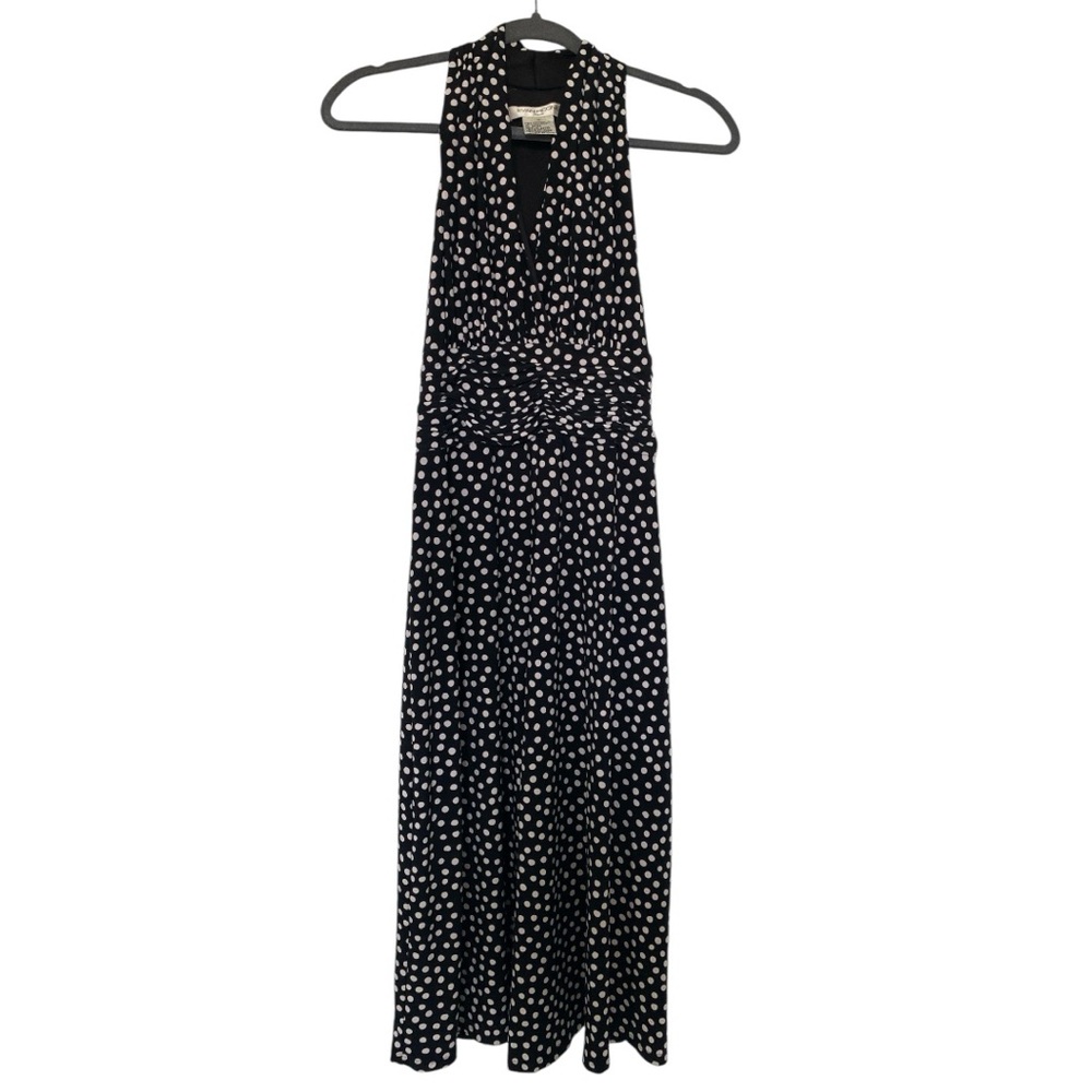 Evan Picone Black White Polka Dot Halter Top Dress - Like New - Size 4